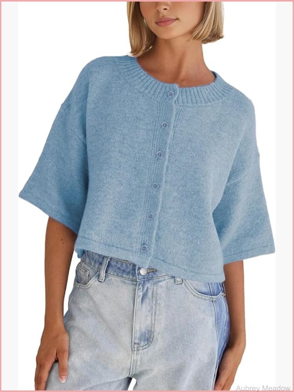 Lightweight Cropped Cardigan Sweater Women Button Up Knitwear